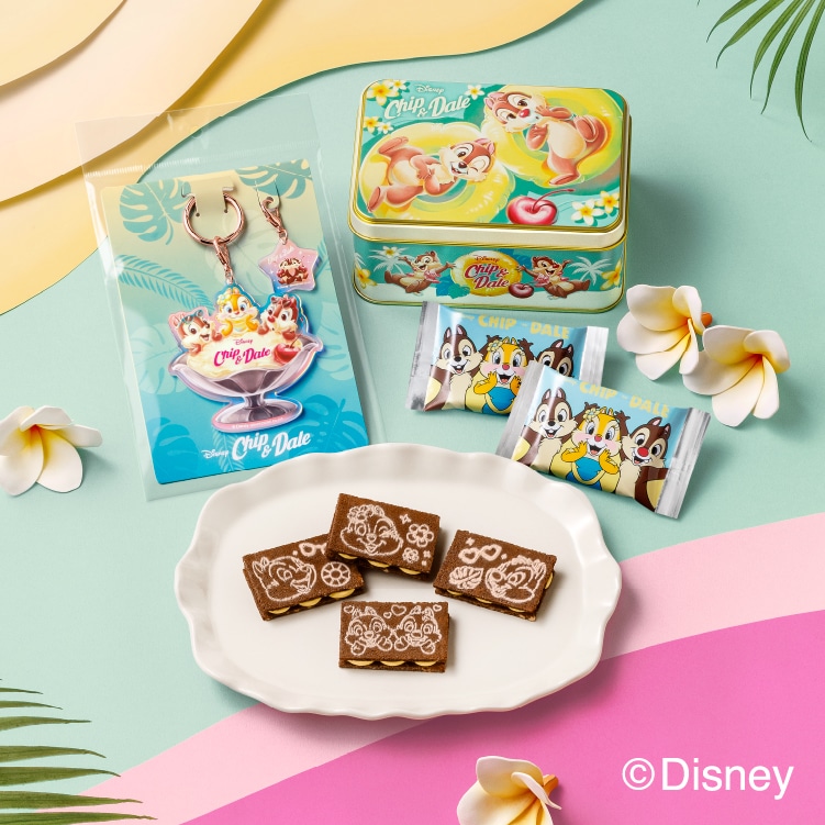 チップ＆デール/バニラチョコレートサンド　スペシャル缶 アクリルキーホルダーセット
