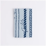 鳥獣戯画小紋 縄縞 水色