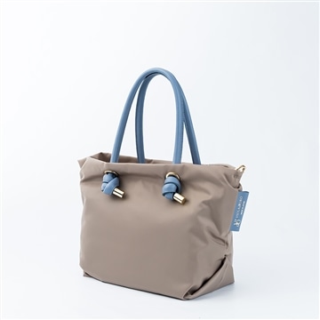 VIOLAd’ORO「ノットハンドルナイロントートSサイズ（TAUPE×DENIM）」
