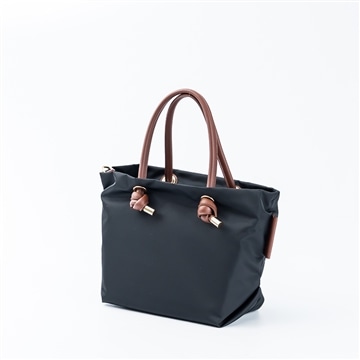 VIOLAd’ORO「ノットハンドルナイロントートSサイズ（BLACK×BROWN）」