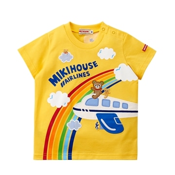 飛行機デザイン Ｔシャツ　黄　90cm