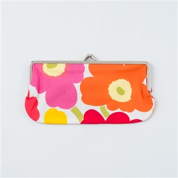 Mini Unikko がま口ポーチ (ホワイト×レッド・ピンク・オレンジ)
