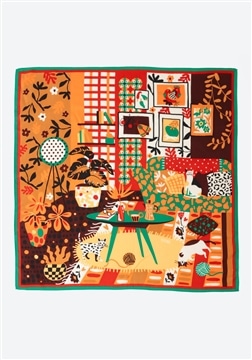 猫×アートルーム カシミアシルクスカーフ