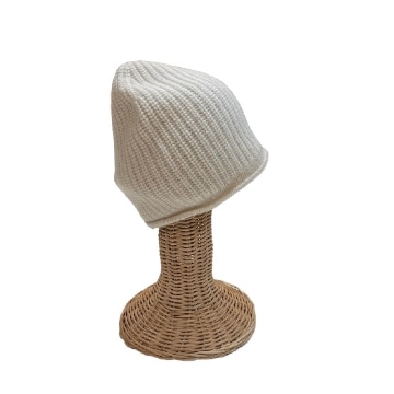 モンゴル100％カシミア ハット　オーガニックホワイト/H-1番