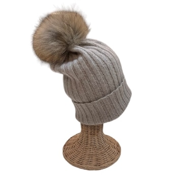 モンゴル100％カシミアニット帽　　オーガニックウォームグレー/1000番