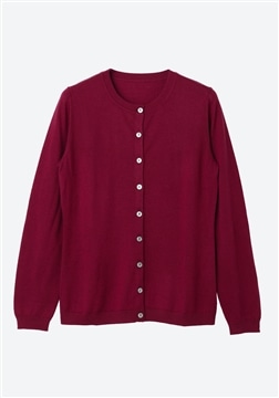 シルク混カシミア ハイゲージ ショートカーディガン　ボルドー/11-7025