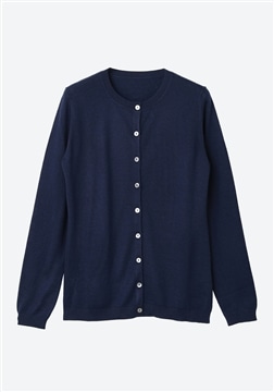 シルク混カシミア ハイゲージ ショートカーディガン　ネイビー/11-7019