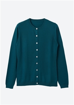 シルク混カシミア ハイゲージ ショートカーディガン　グリーン/11-7235