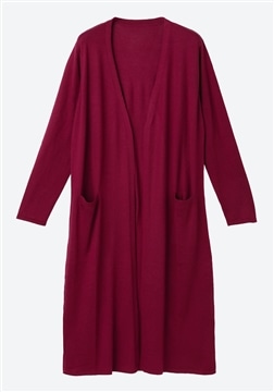 シルク混カシミア Wポケット ガウンカーディガン　ボルドー/11-7025