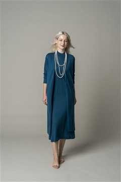 シルク混カシミア Wポケット ガウンカーディガン　グリーン/11-7235