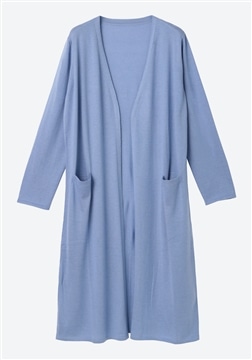 シルク混カシミア Wポケット ガウンカーディガン　ライトブルー/11-7279