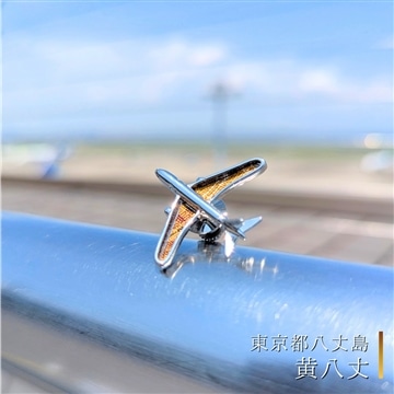 飛行機ピンバッジ【黄八丈】〈東京都八丈島〉