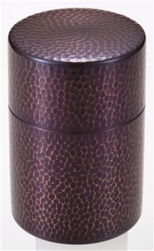 新光金属　純銅紫被仕上げ鎚目茶筒(大)