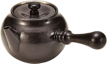 新光金属　純銅黒銅仕上げ 鎚目急須(横手)