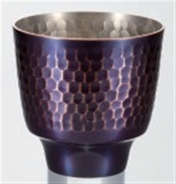 新光金属　純銅紫被仕上げ 鎚目ぐい呑み100ml