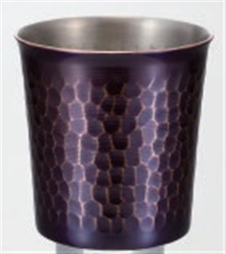 新光金属　純銅紫被仕上げ 鎚目ぐい呑み100ml