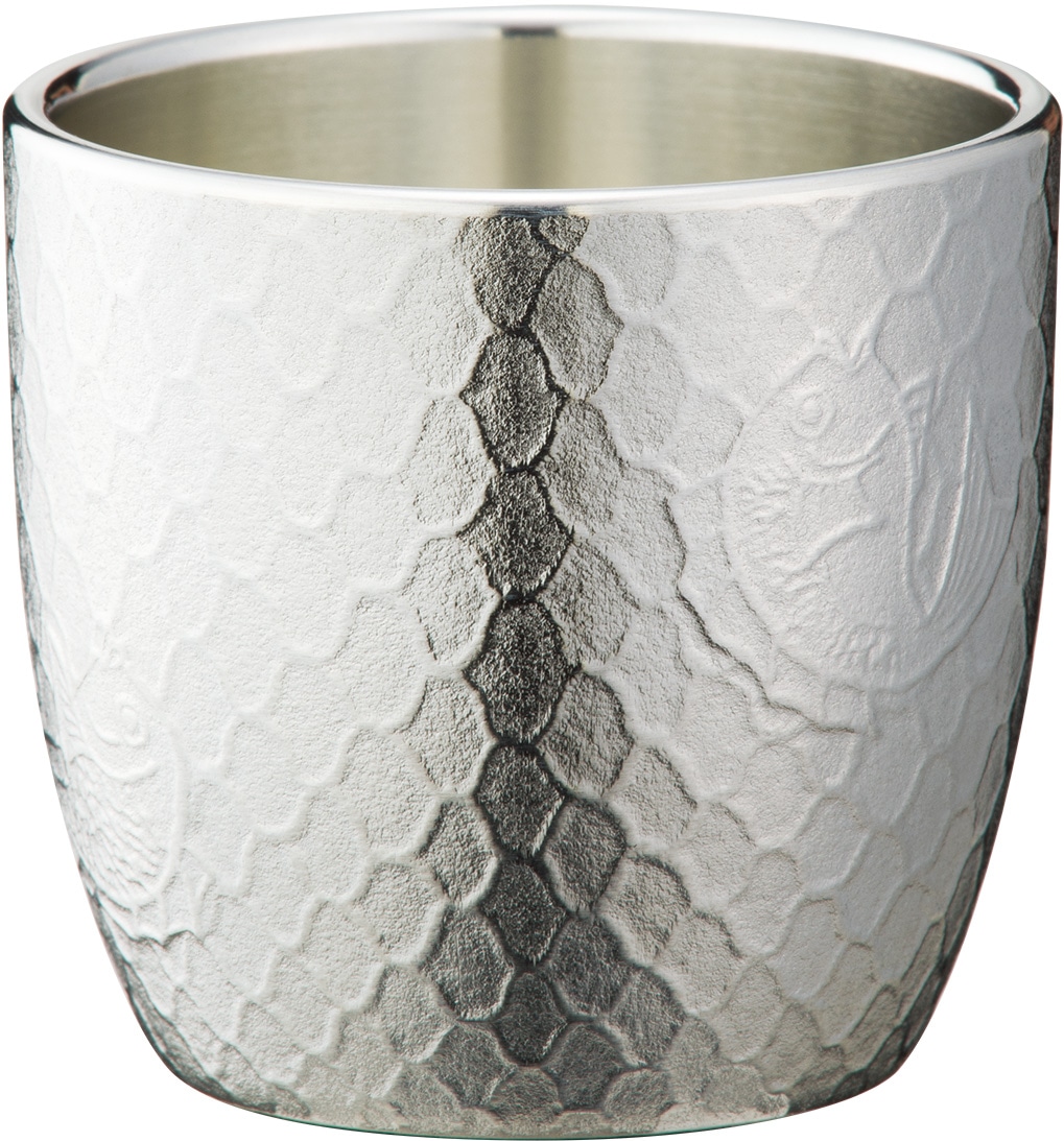 大阪錫器 　ぐい呑　鯛網（白）