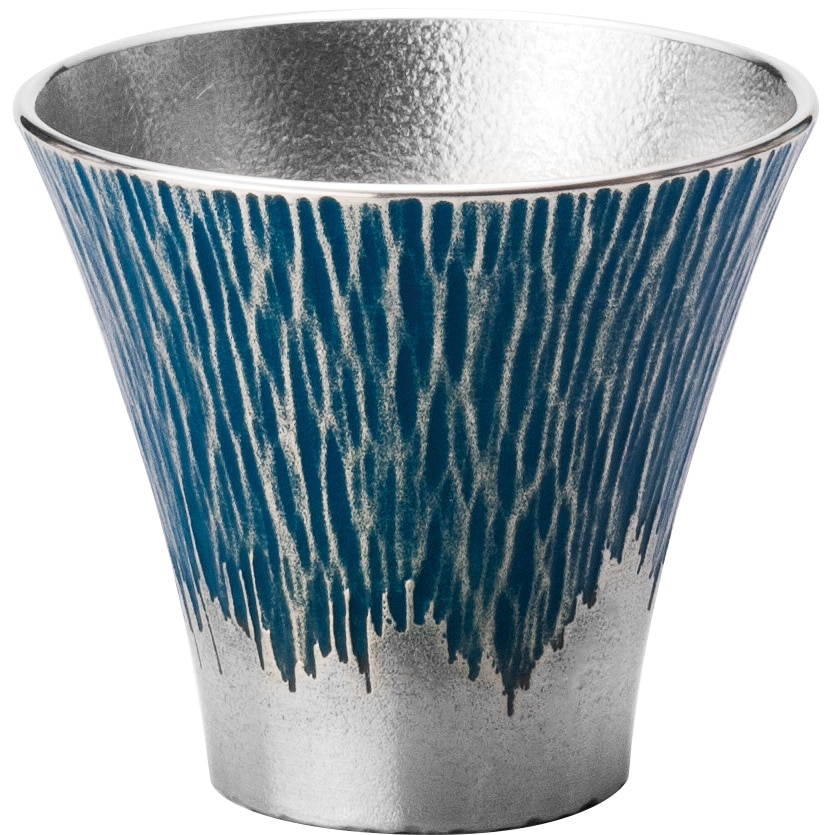 大阪錫器 　ぐい呑　富士山　青