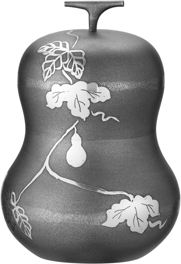 大阪錫器　茶壷　イブシヒサゴ枝付き