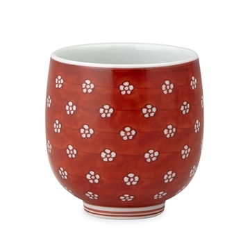 源右衛門窯　赤絵梅地紋　湯呑