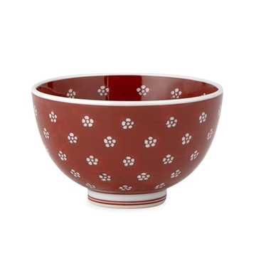 源右衛門窯　赤絵梅地紋　飯碗