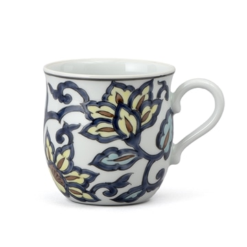 源右衛門窯　赤絵更紗唐花紋(No.2)　マグカップ