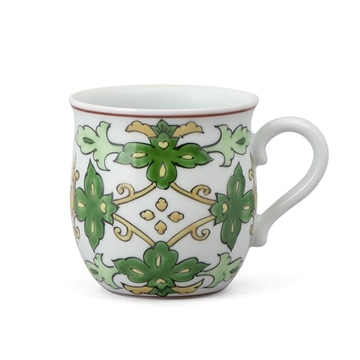 源右衛門窯　赤絵更紗唐花紋(No.4)　マグカップ