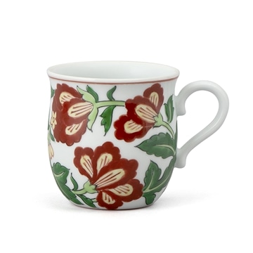 源右衛門窯　赤絵更紗唐花紋(No.5)　マグカップ