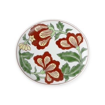 源右衛門窯　赤絵更紗唐花紋(No.5)　皿