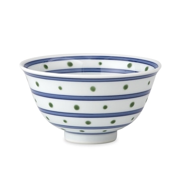 源右衛門窯　染錦筋丸紋　飯碗