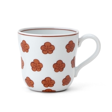 源右衛門窯　赤絵梅ちらし　マグカップ