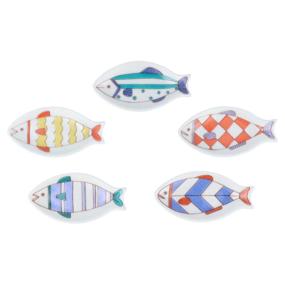 九谷焼 ハレクタニ　サカナはしおき豆皿 5枚セット