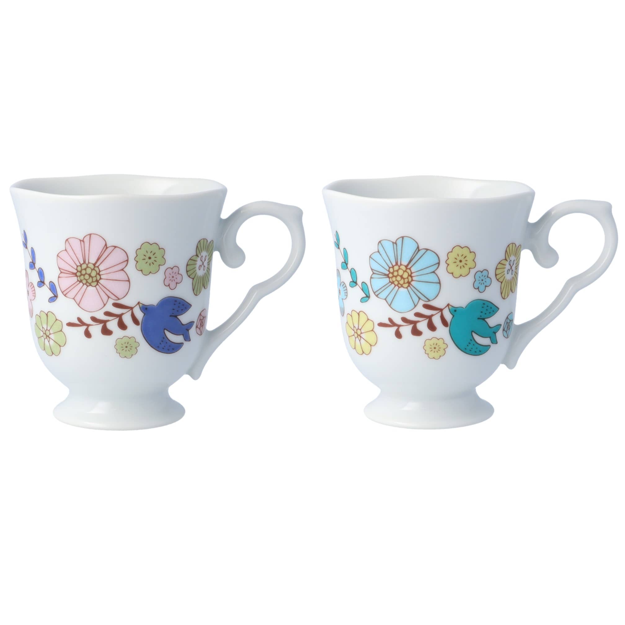 九谷焼 ハレクタニ　花と鳥マグ　ペア