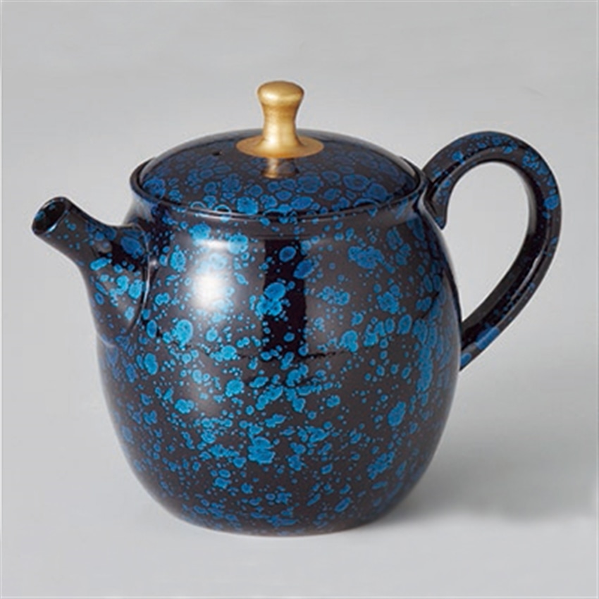 常滑焼 昭龍　ブルー天目長つぼポット