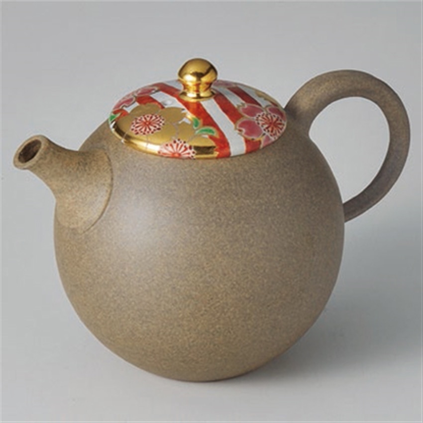 常滑焼 豊　焼〆急須錦後手桜