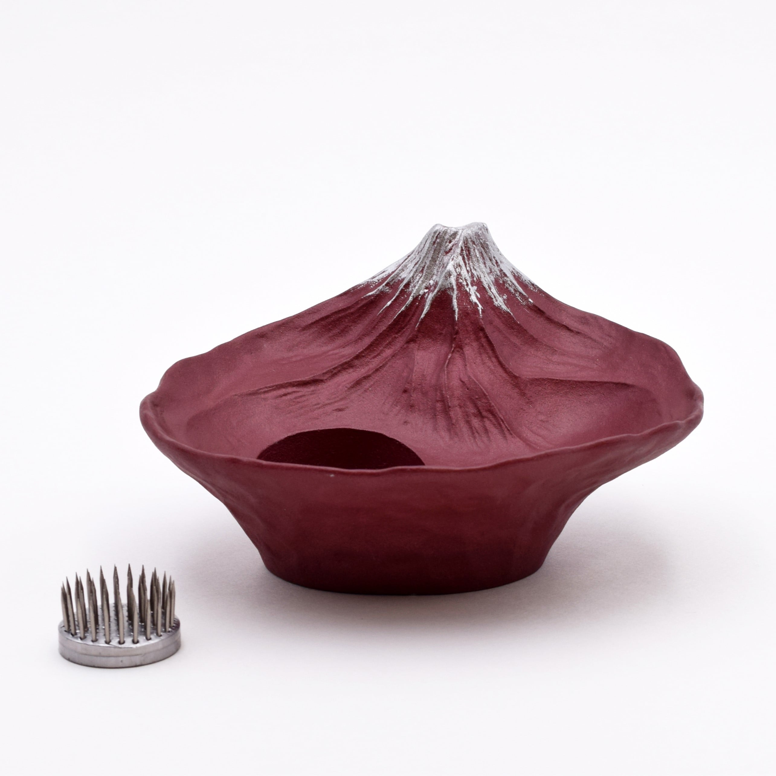 ナガエ　銀雅堂　さかさ富士　花器　赤富士