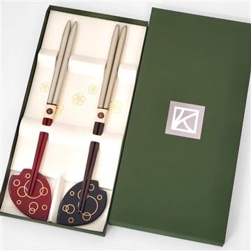 まるみ拭漆夫婦箸 桜型箸置付