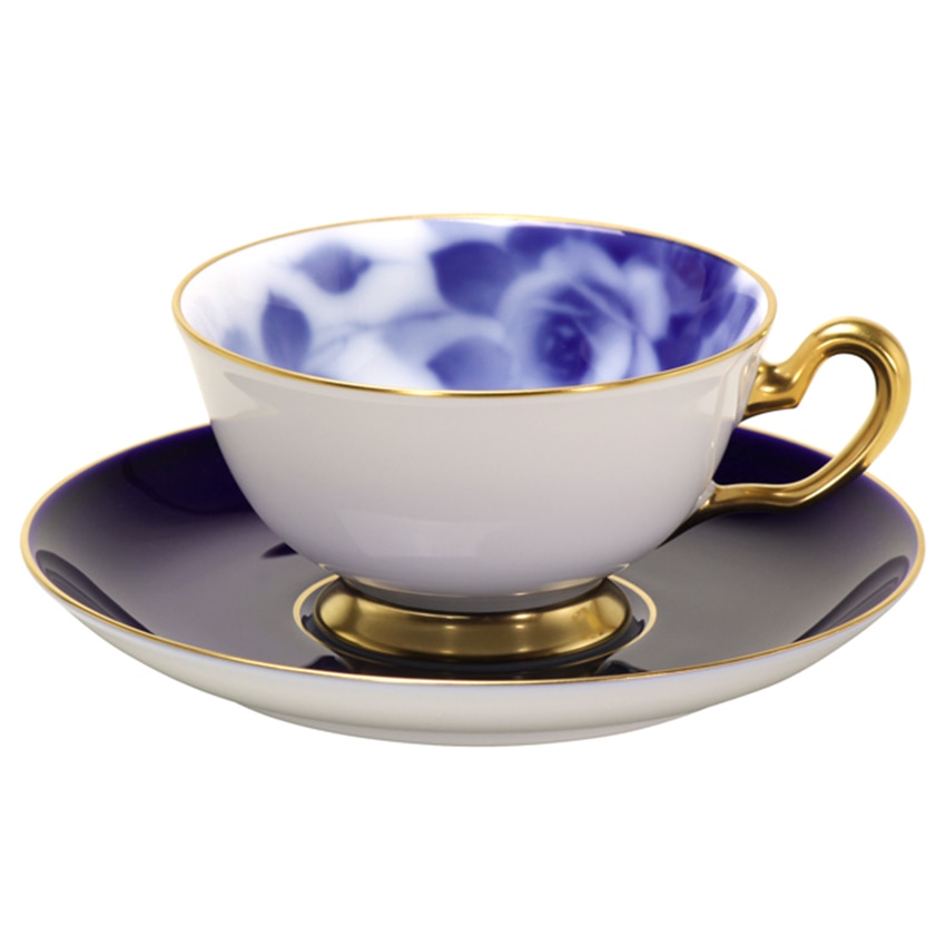大倉陶園　ブルーローズ瑠璃　ティー･コーヒー碗皿
