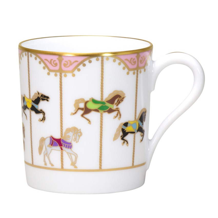 大倉陶園　回転木馬-うまくゆく-　マグ(ピンク)