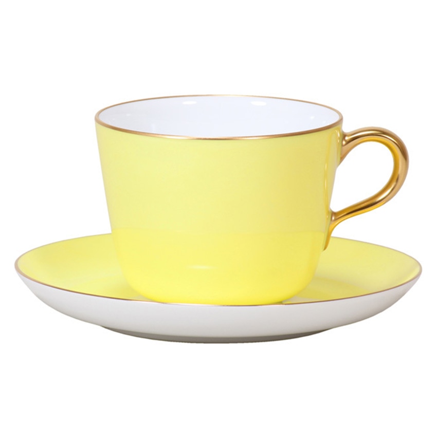 大倉陶園　色蒔き　モーニング碗皿(イエロー)