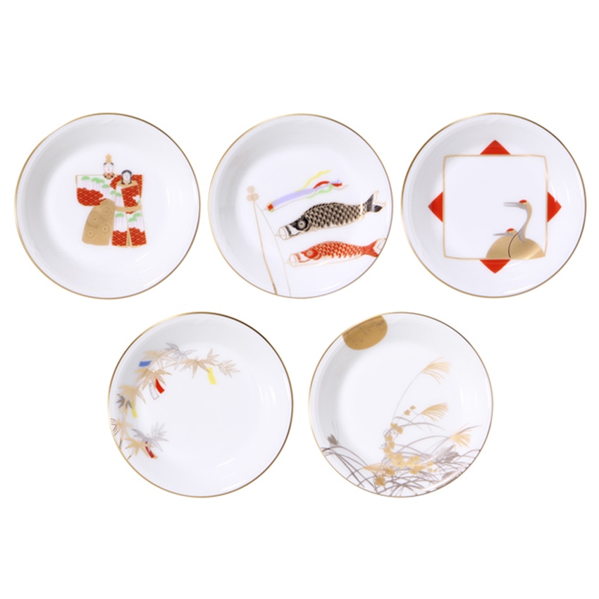 大倉陶園　五歳時記　小皿揃え（5枚）（絵替わり）