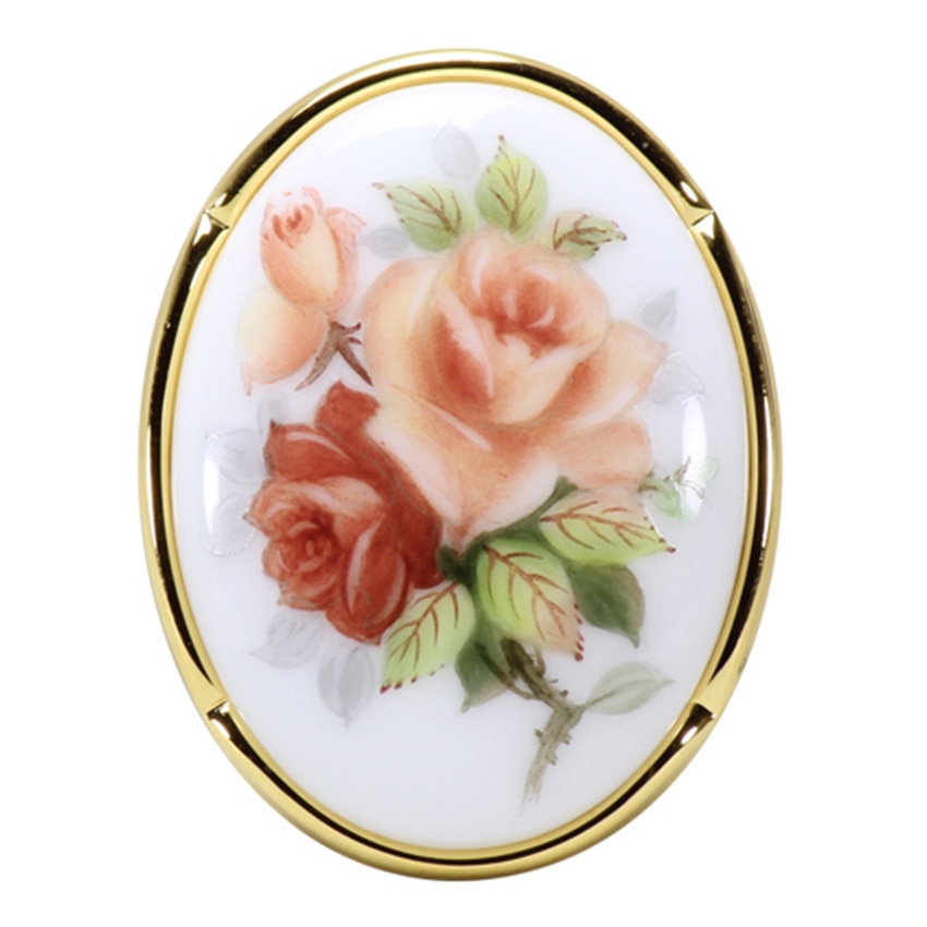 大倉陶園　【手描き】クラシックローズ ブローチ兼用ペンダント