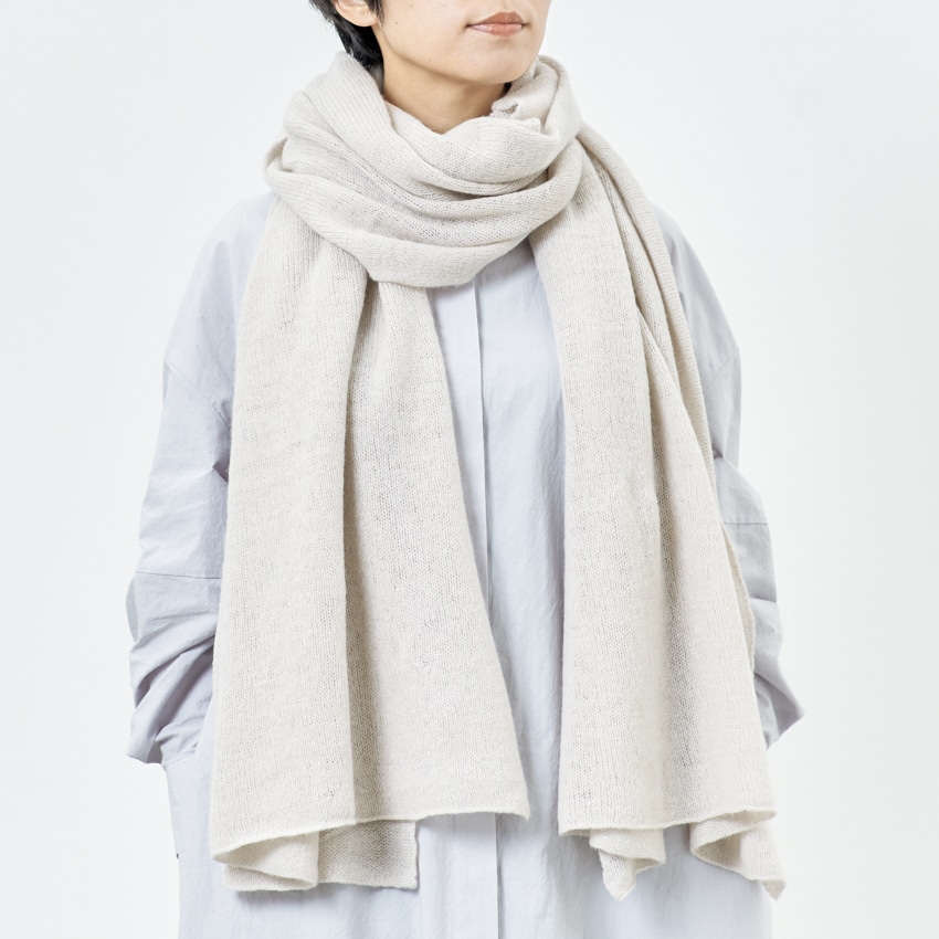 WOOL STUDIO　カシミヤ100％の大判ストール ライトベージュ