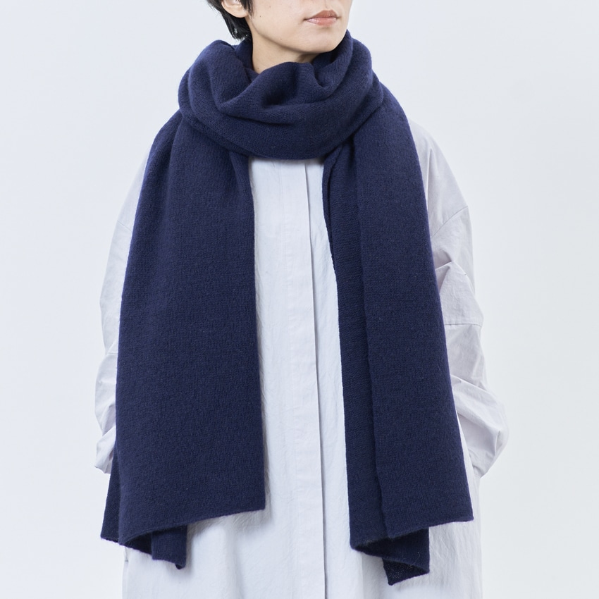 WOOL STUDIO　カシミヤ100％の大判ストール ネイビー