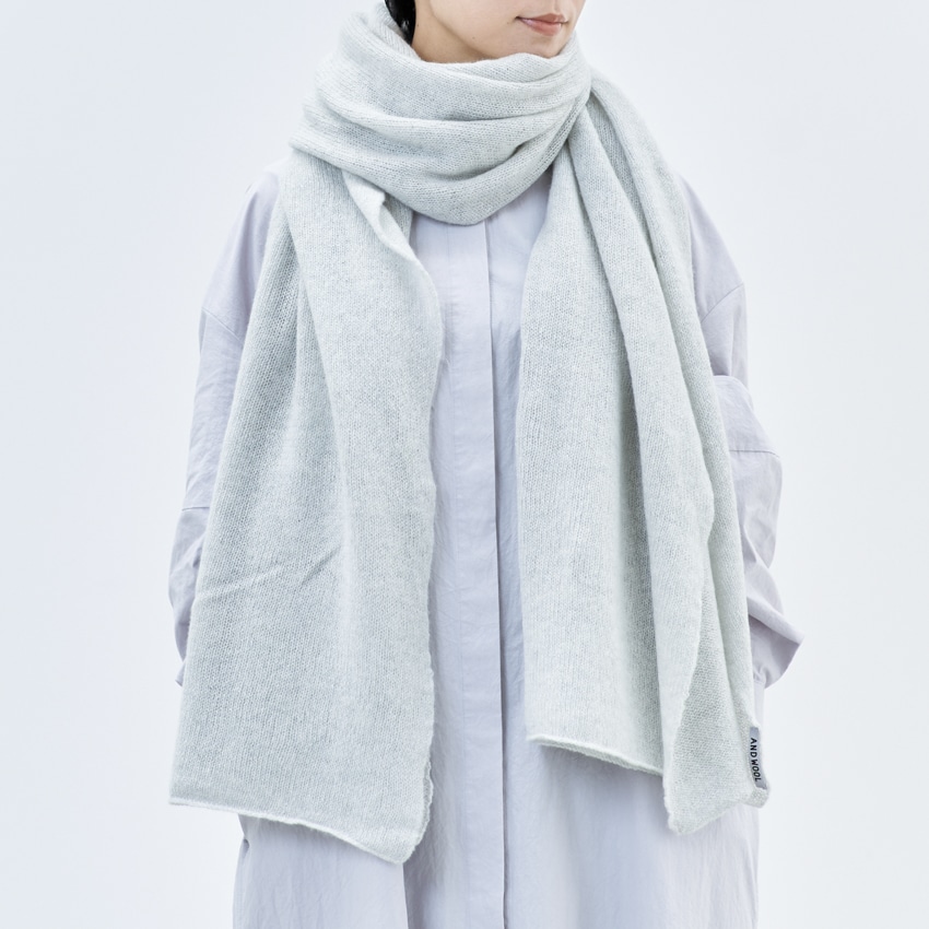 WOOL STUDIO　カシミヤ100％の大判ストール ライトグレー