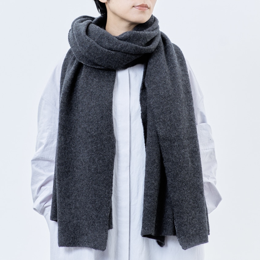 WOOL STUDIO　カシミヤ100％の大判ストール チャコール