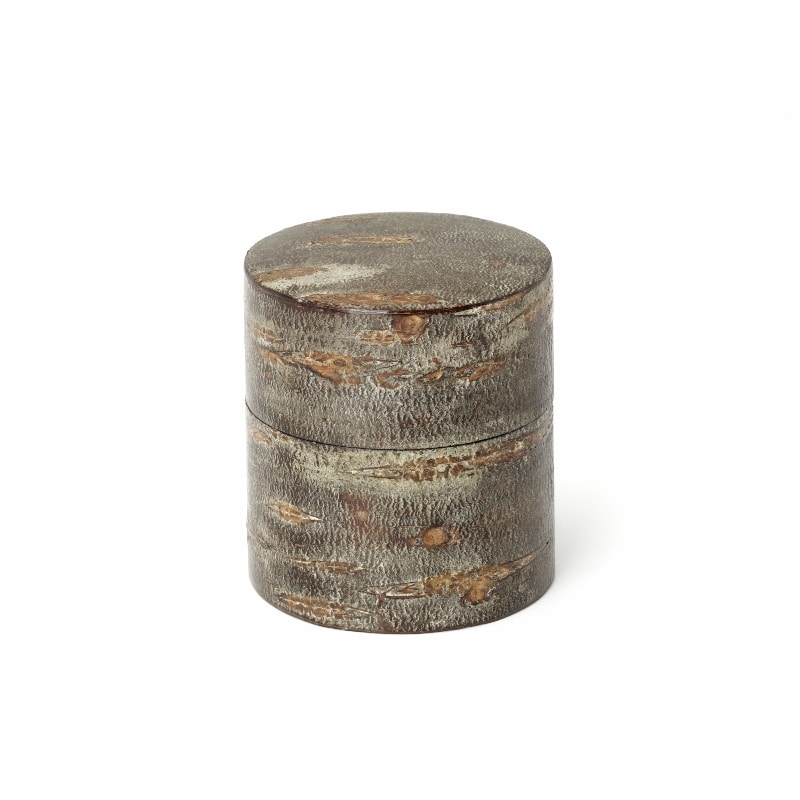 角館伝四郎　総皮茶筒(平)霜降皮