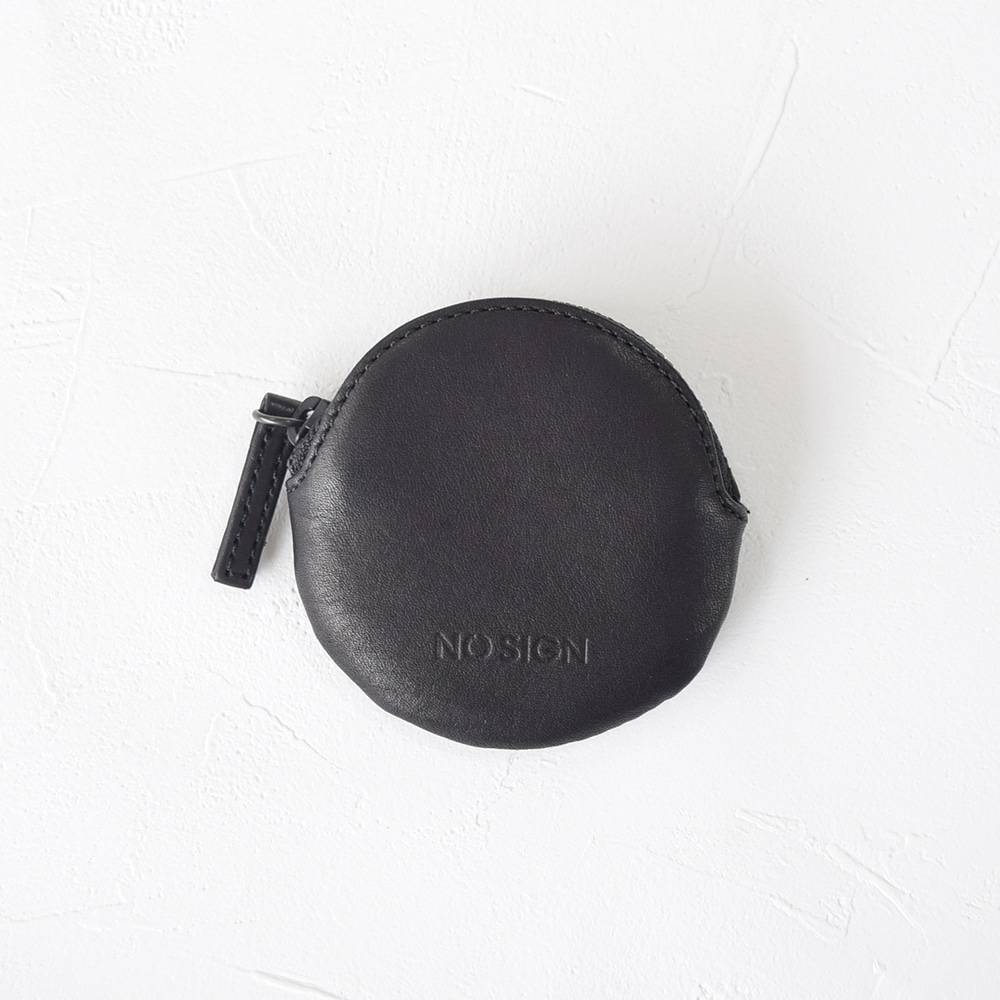 NO SIGN 和牛レザー ラウンド型 コインケース Black