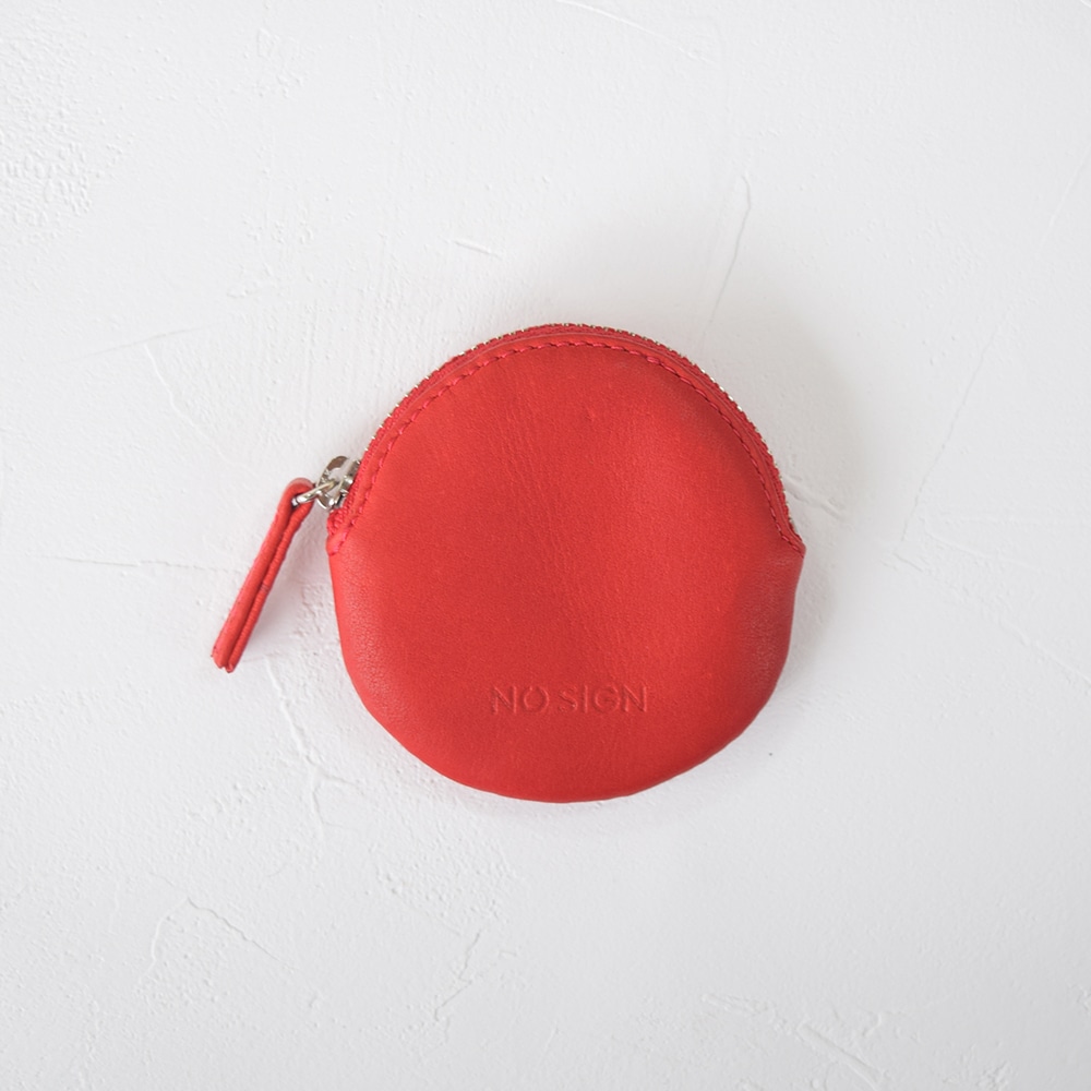NO SIGN 和牛レザー ラウンド型 コインケース Red