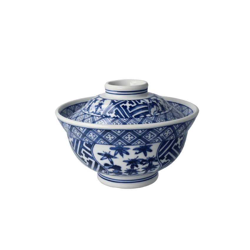 間取り染付　竹5.5寸蓋丼